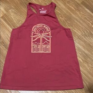 Southern Marsh Maroon Tank with Orange Logo like new. Large